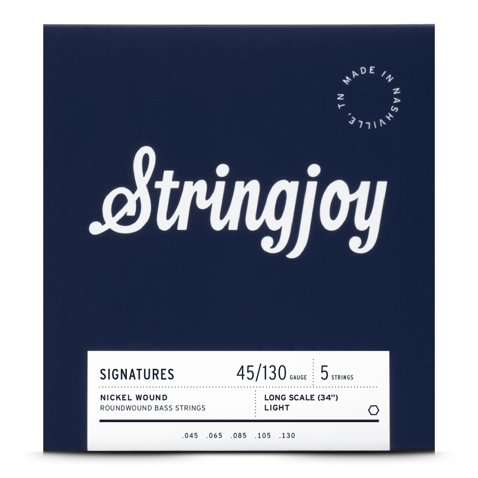 Stringjoy Signatures | Light Gauge (45-130) 5 String Long Scale Nickel Wound Bass Guitar Strings