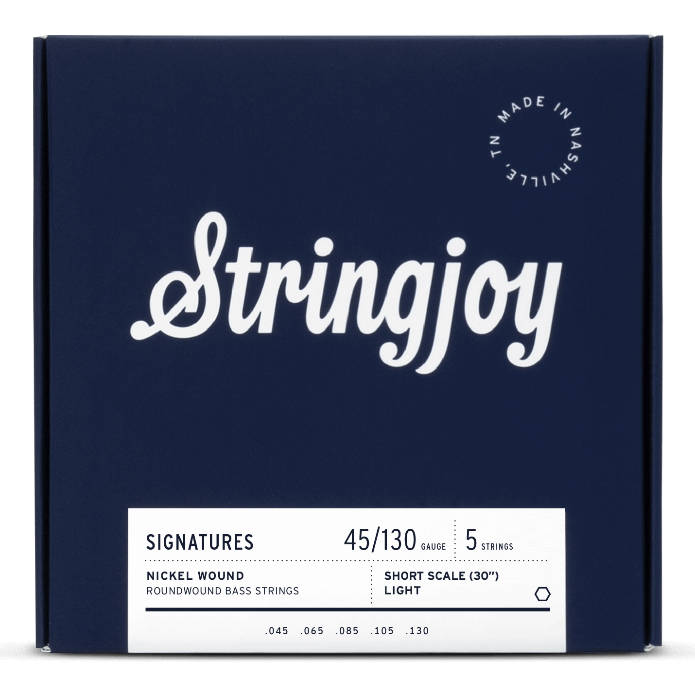 Stringjoy Signatures | Light Gauge (45-130) 5 String Short Scale Nickel Wound Bass Guitar Strings