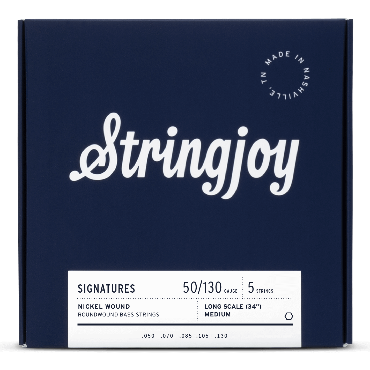 Stringjoy Signatures | Medium Gauge (50-130) 5 String Long Scale Nickel Wound Bass Guitar Strings