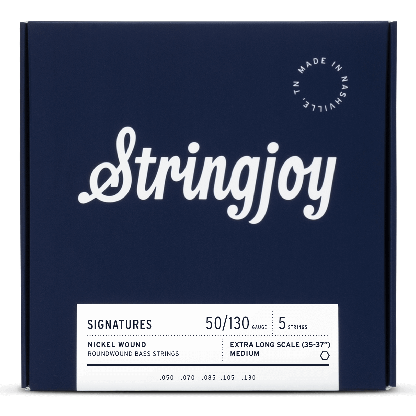 Stringjoy Signatures | Medium Gauge (50-130) 5 String Extra Long Scale Nickel Wound Bass Guitar Strings