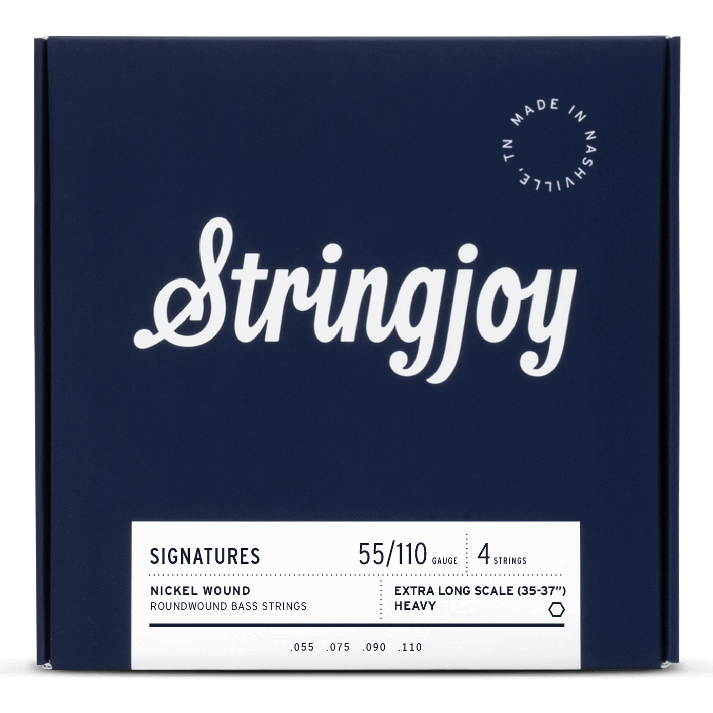 Stringjoy Signatures | Heavy Gauge (55-110) 4 String Extra Long Scale Nickel Wound Bass Guitar Strings