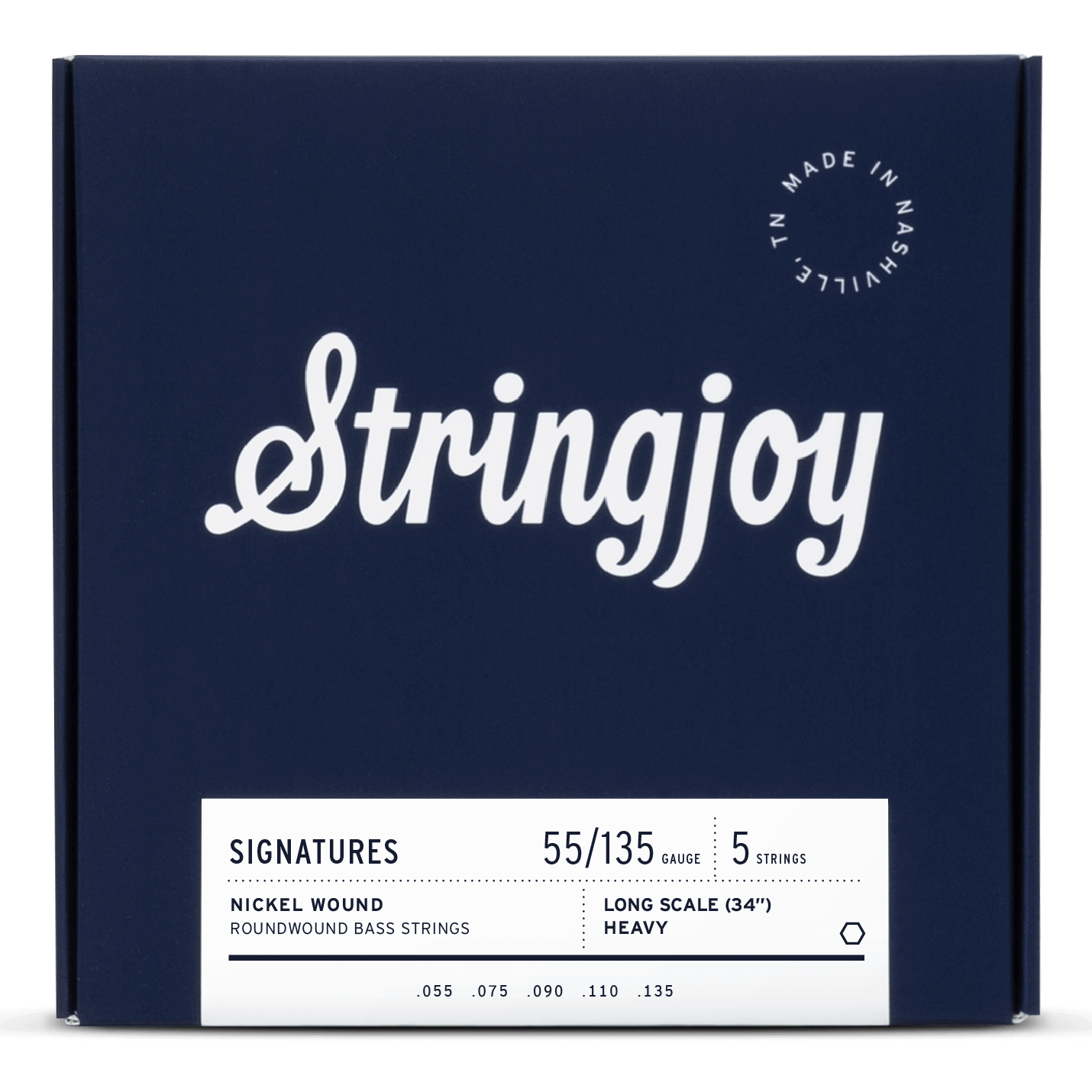 Stringjoy Signatures |  Heavy Gauge (55-135) 5 String Long Scale Nickel Wound Bass Guitar Strings