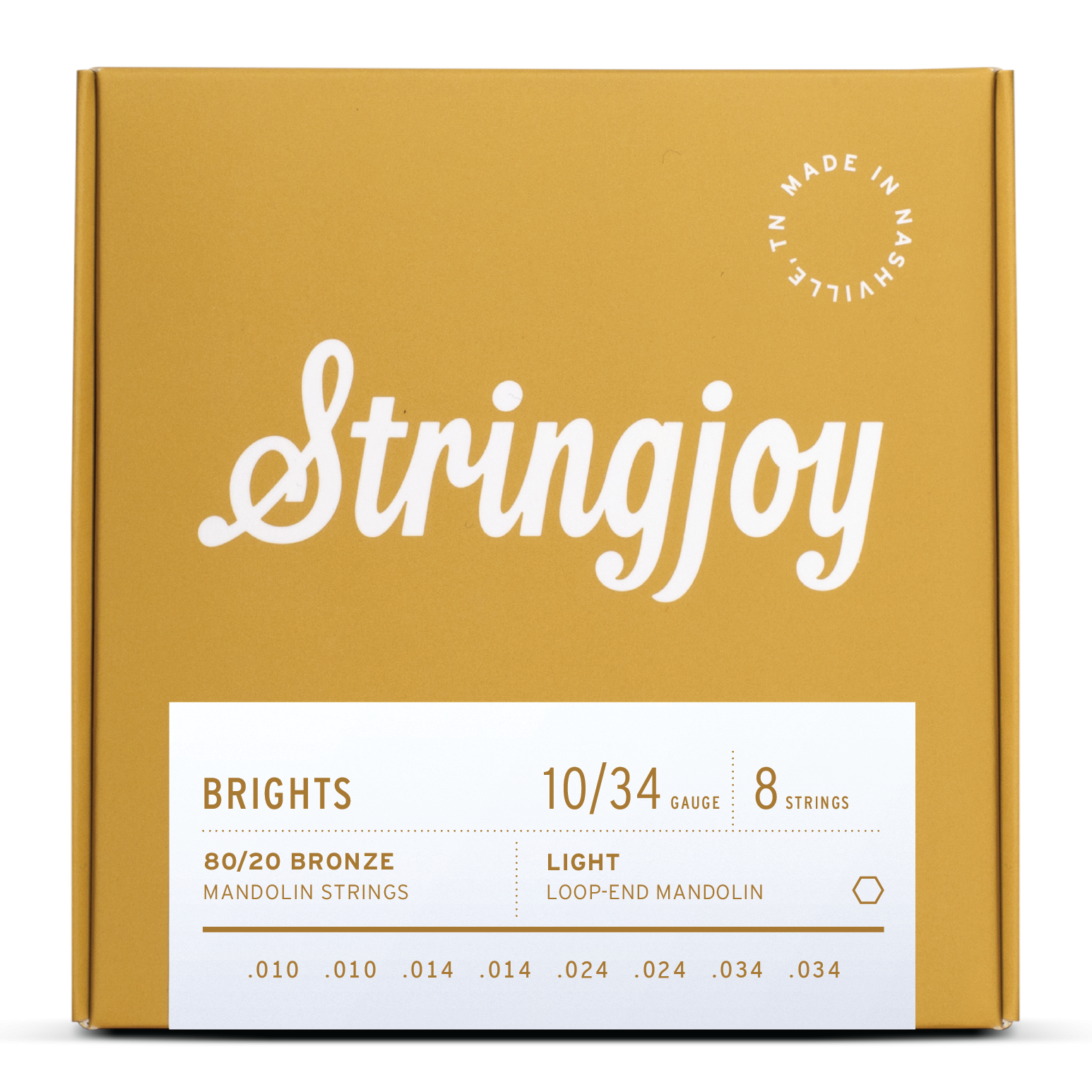 Stringjoy Brights | Light Gauge (10-34) 80/20 Bronze Mandolin Strings