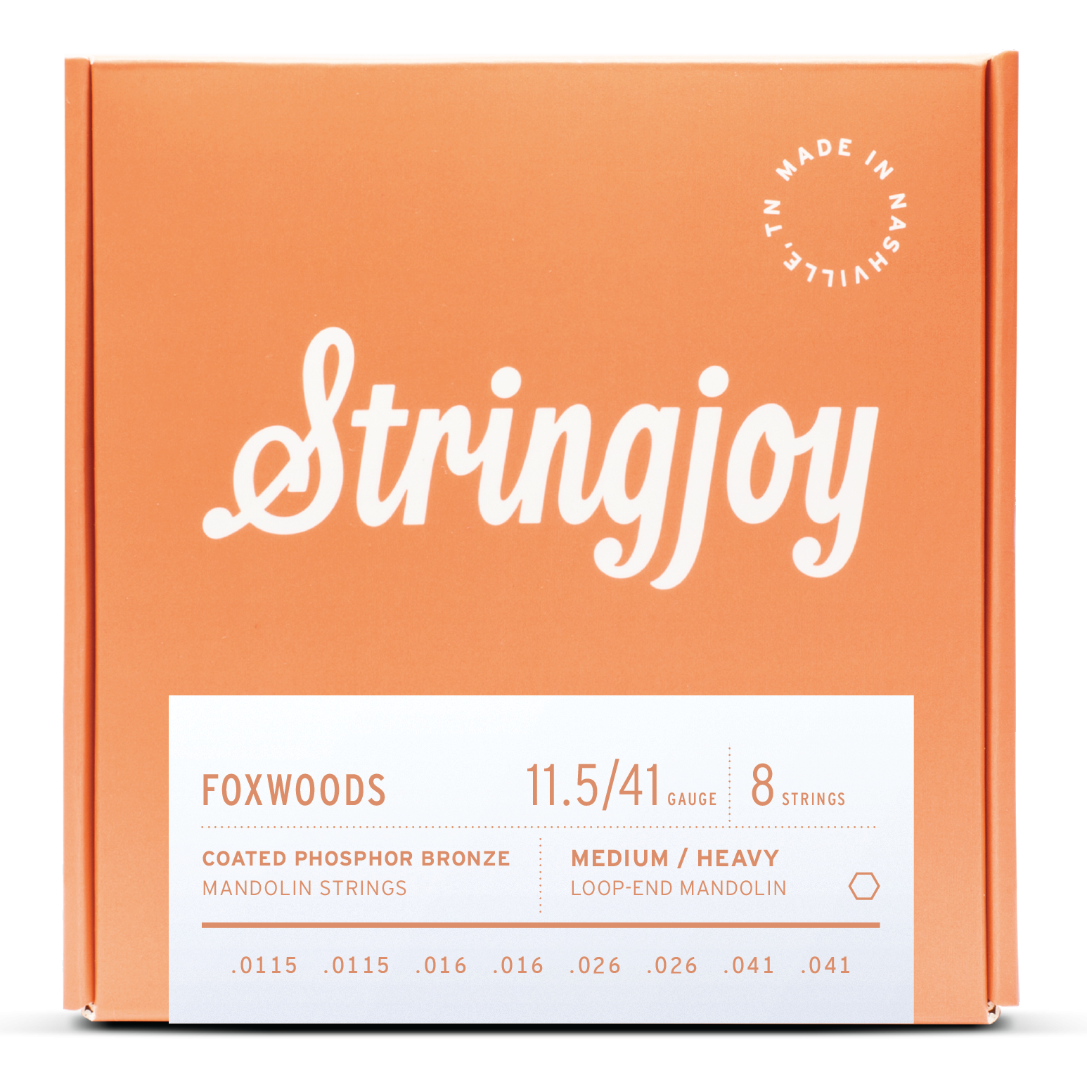 Stringjoy Foxwoods | Medium / Heavy Gauge (11.5-41) Coated Phosphor Bronze Mandolin Strings
