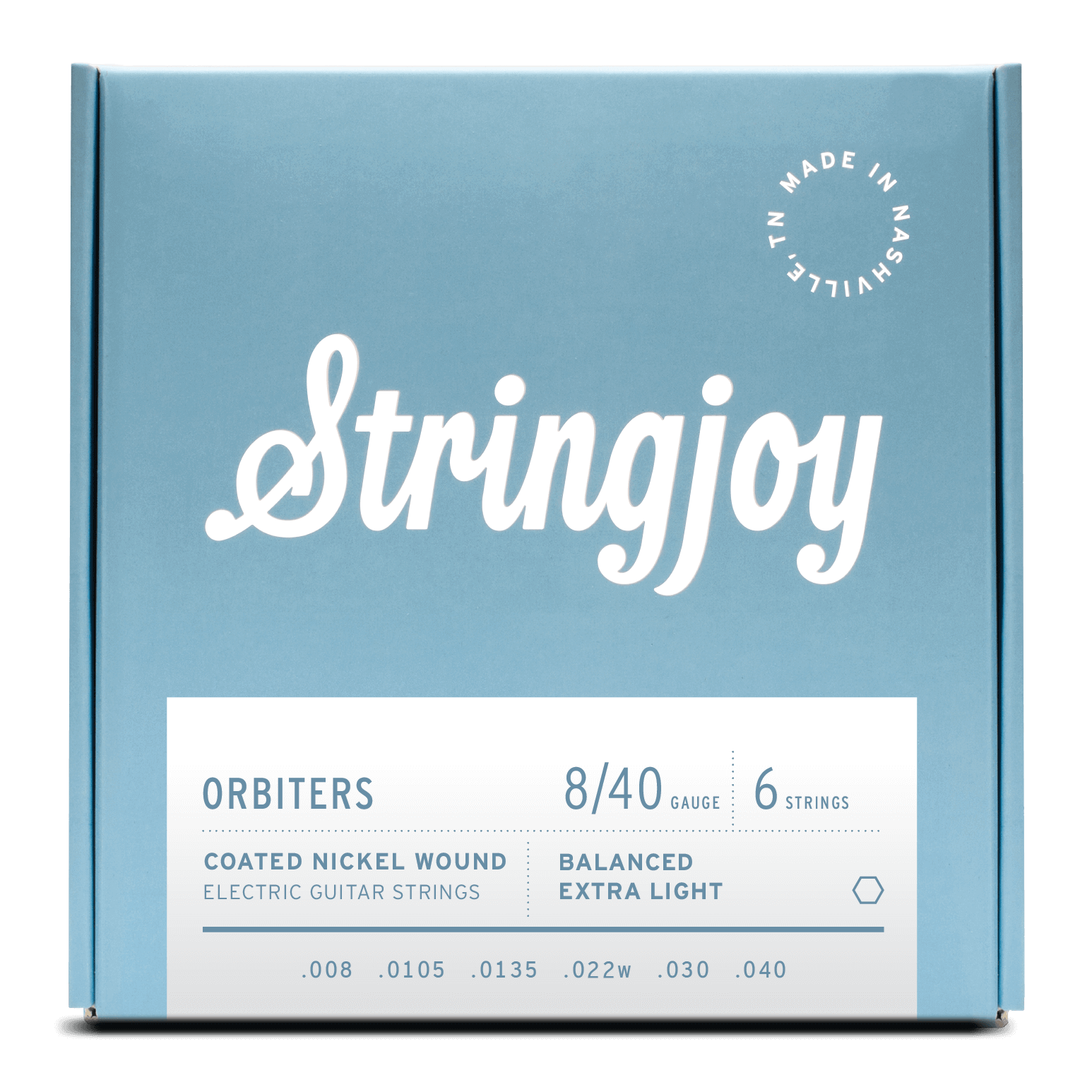 Stringjoy Orbiters | Balanced Extra Light Gauge (8-40) Coated Nickel Wound Electric Guitar Strings