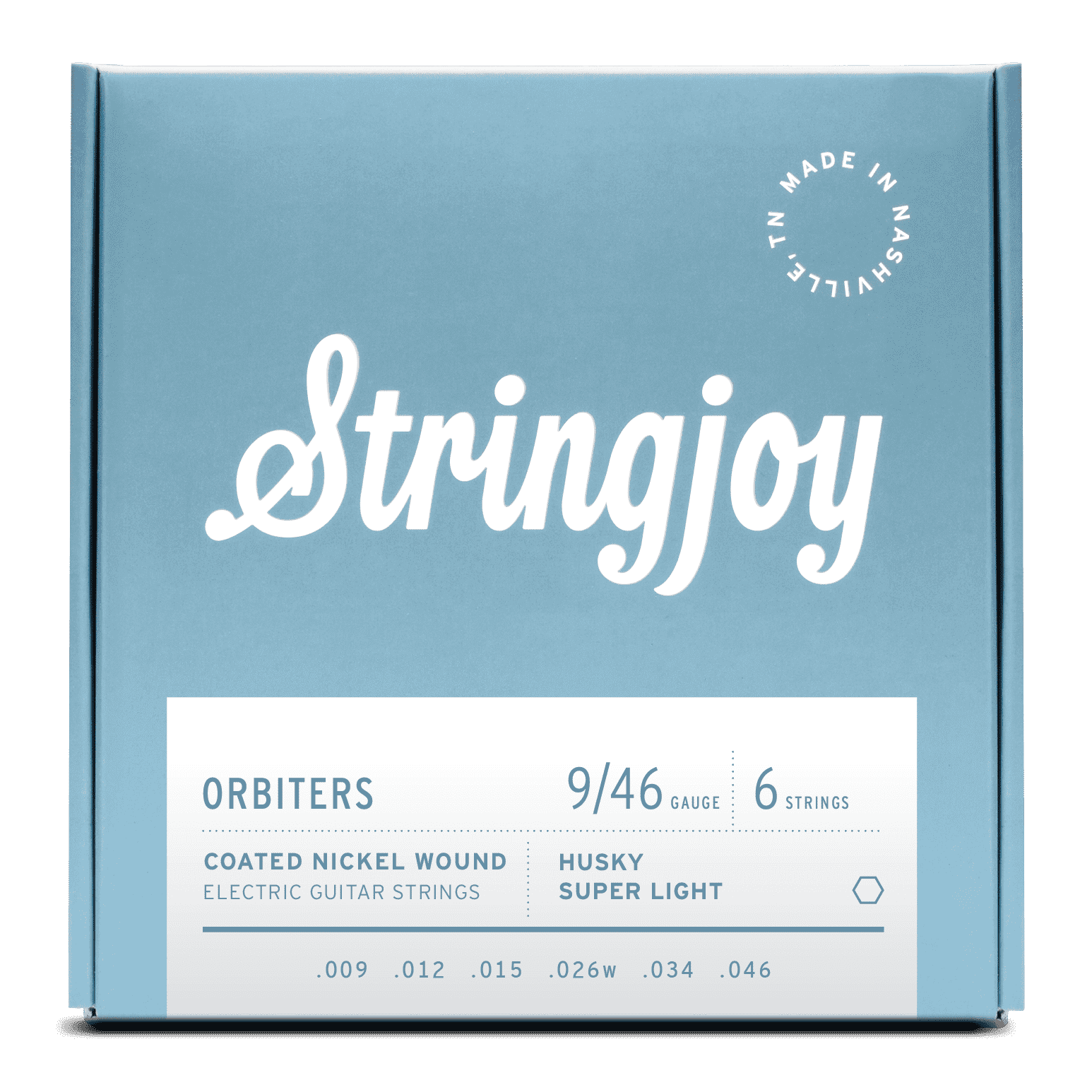 Stringjoy Orbiters | Husky Super Light Gauge (9-46) Coated Nickel Wound Electric Guitar Strings