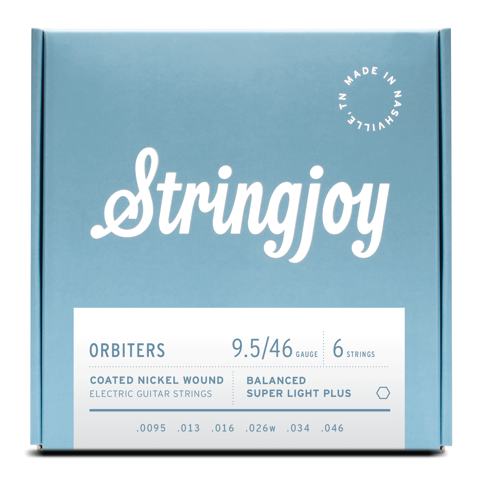 Stringjoy Orbiters | Balanced Super Light Plus Gauge (9.5-46) Coated Nickel Wound Electric Guitar Strings