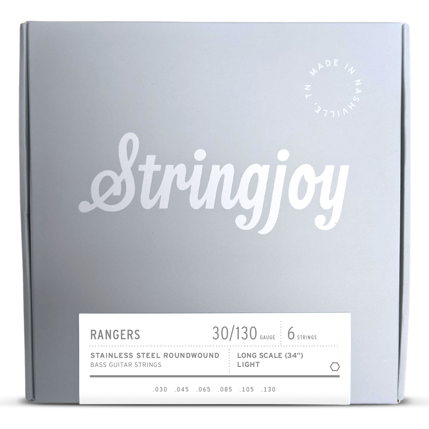 Stringjoy Rangers | Light Gauge (30-130) 6 String Long Scale Stainless Steel Bass Guitar Strings