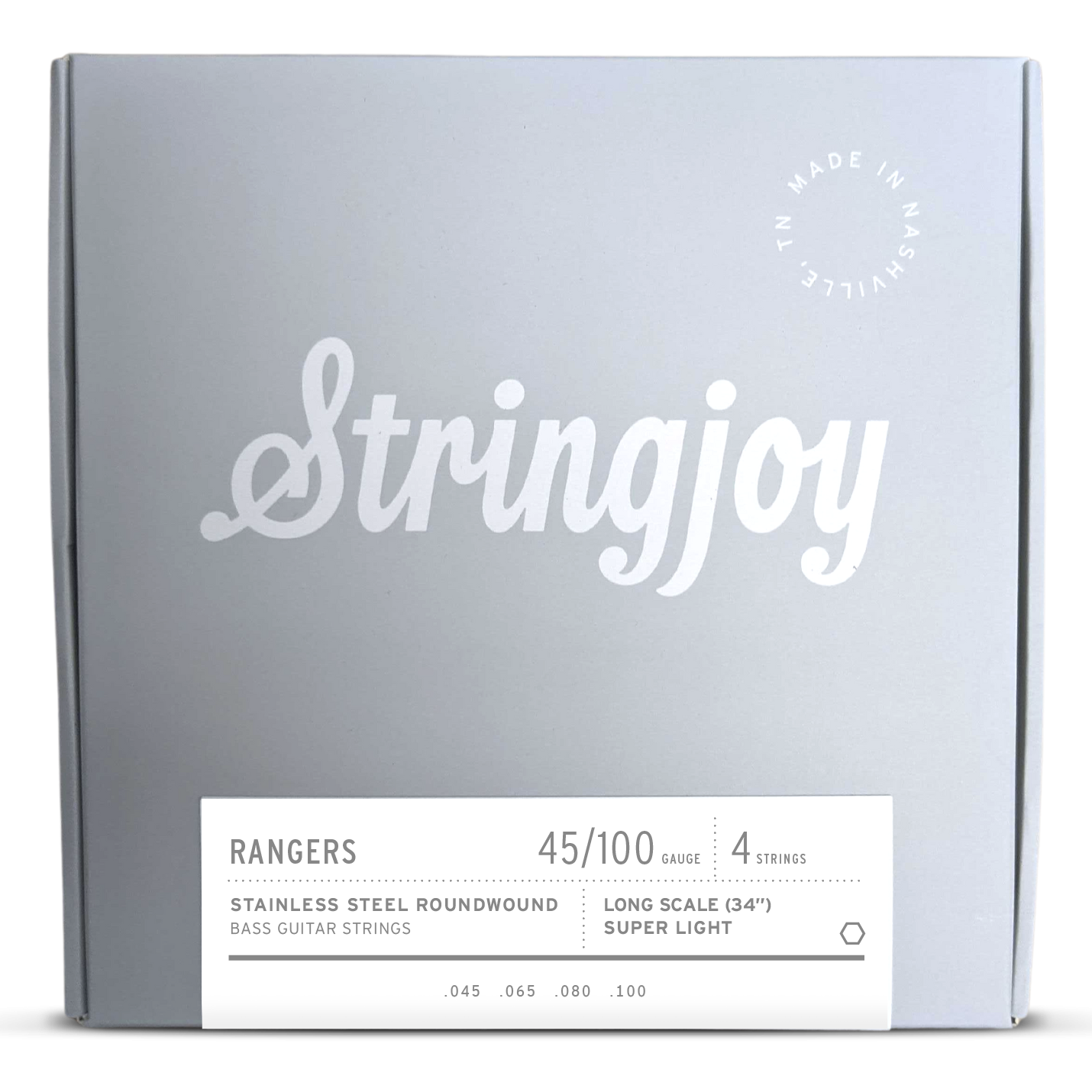 Stringjoy Rangers | Super Light Gauge (45-100) 4 String Long Scale Stainless Steel Bass Guitar Strings