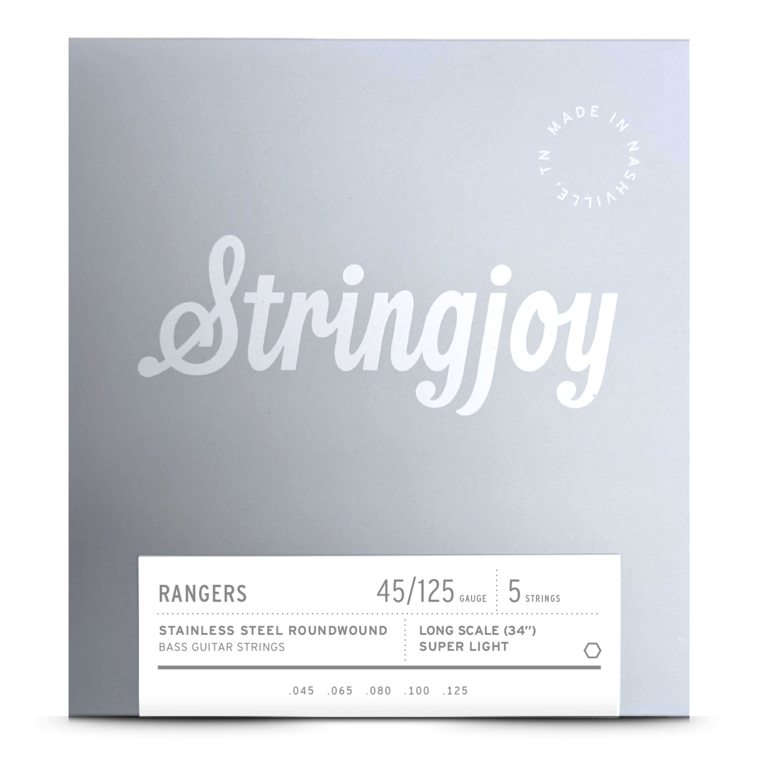 Stringjoy Rangers | Super Light Gauge (45-125) 5 String Long Scale Stainless Steel Bass Guitar Strings