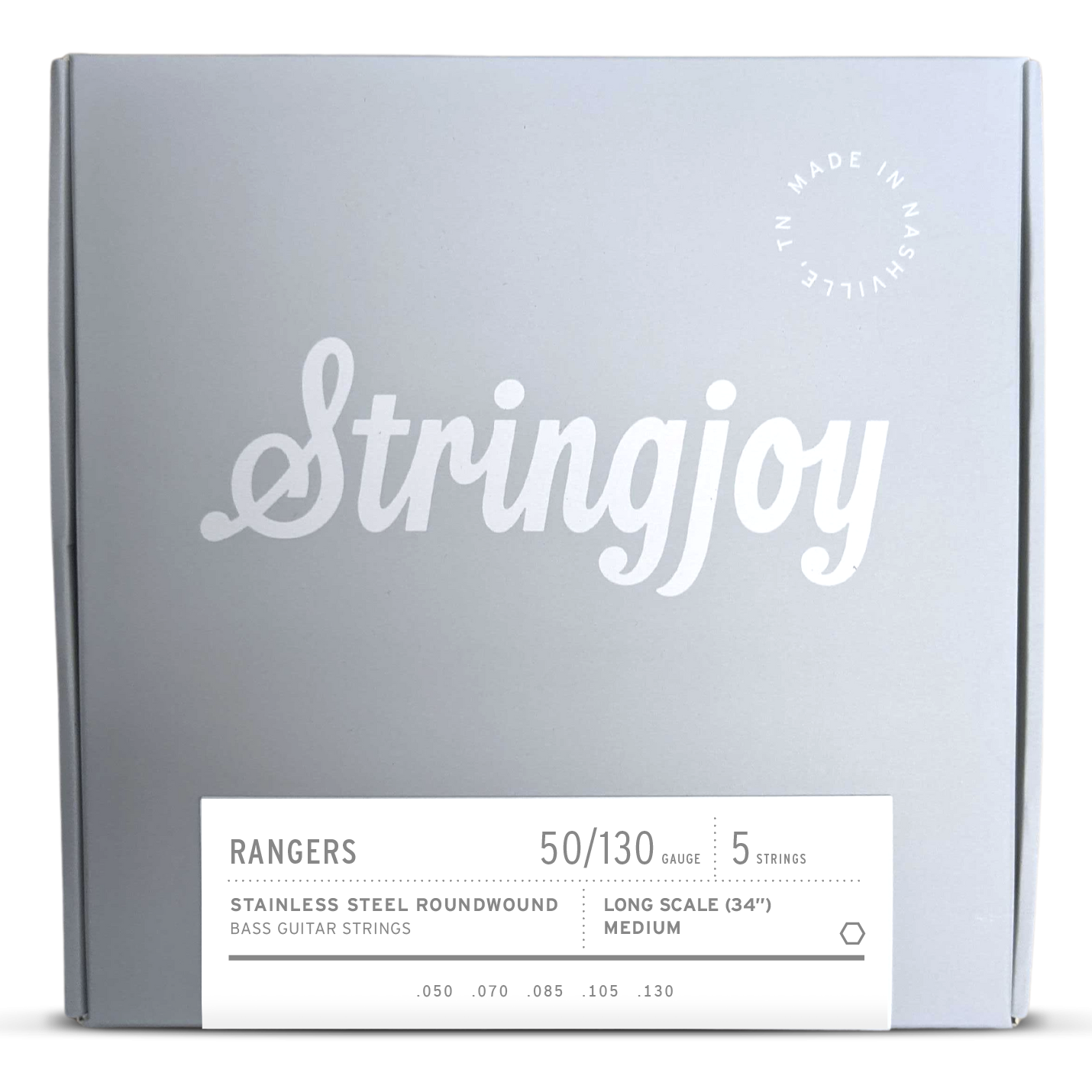 Stringjoy Rangers | Medium Gauge (50-130) 5 String Long Scale Stainless Steel Bass Guitar Strings