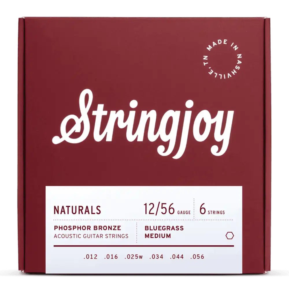 Stringjoy Naturals | Medium Gauge (12-56) Bluegrass Phosphor Bronze Acoustic Guitar Strings