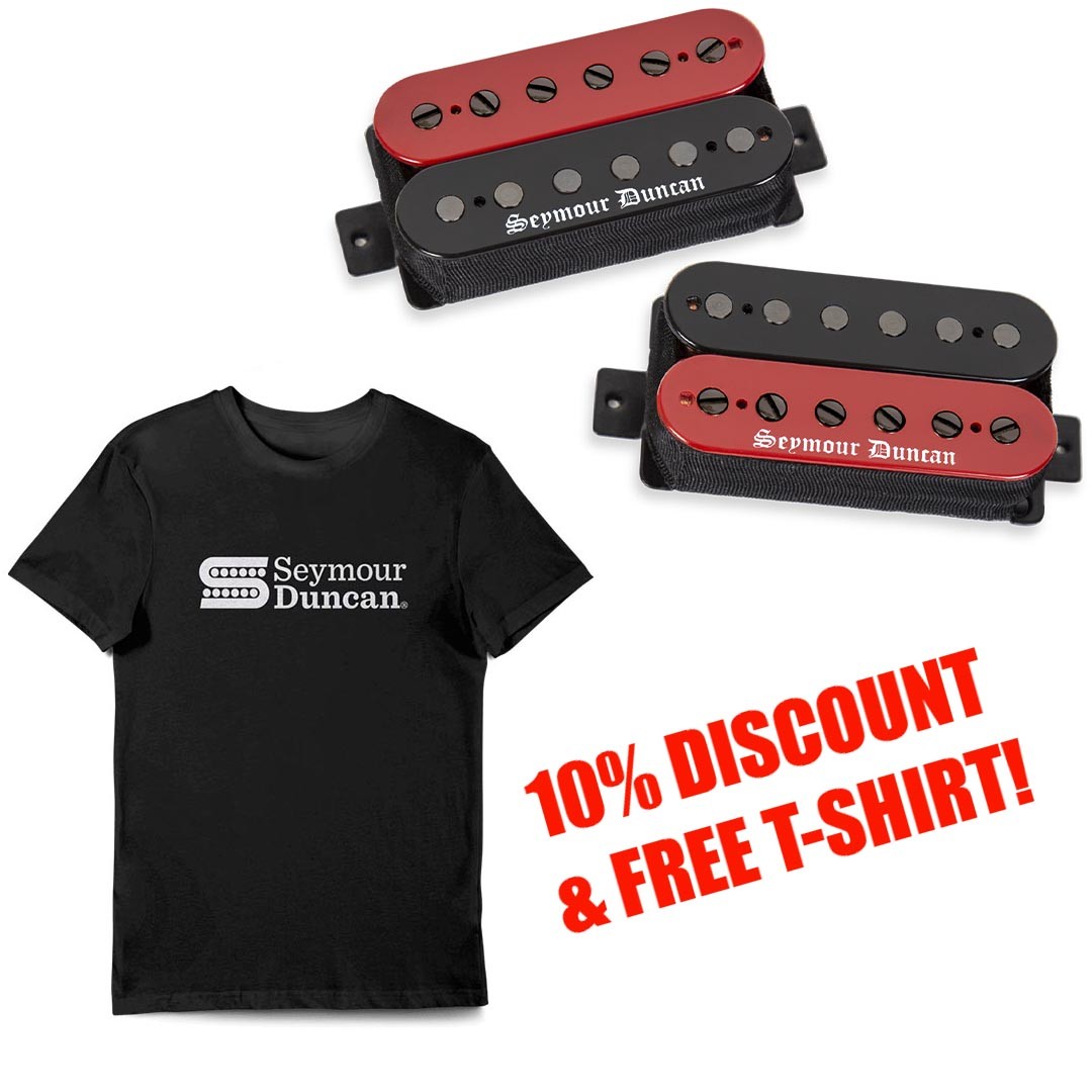 Seymour Duncan Black Winter Humbucker Set - Red/Black Zebra - T-Shirt Promo