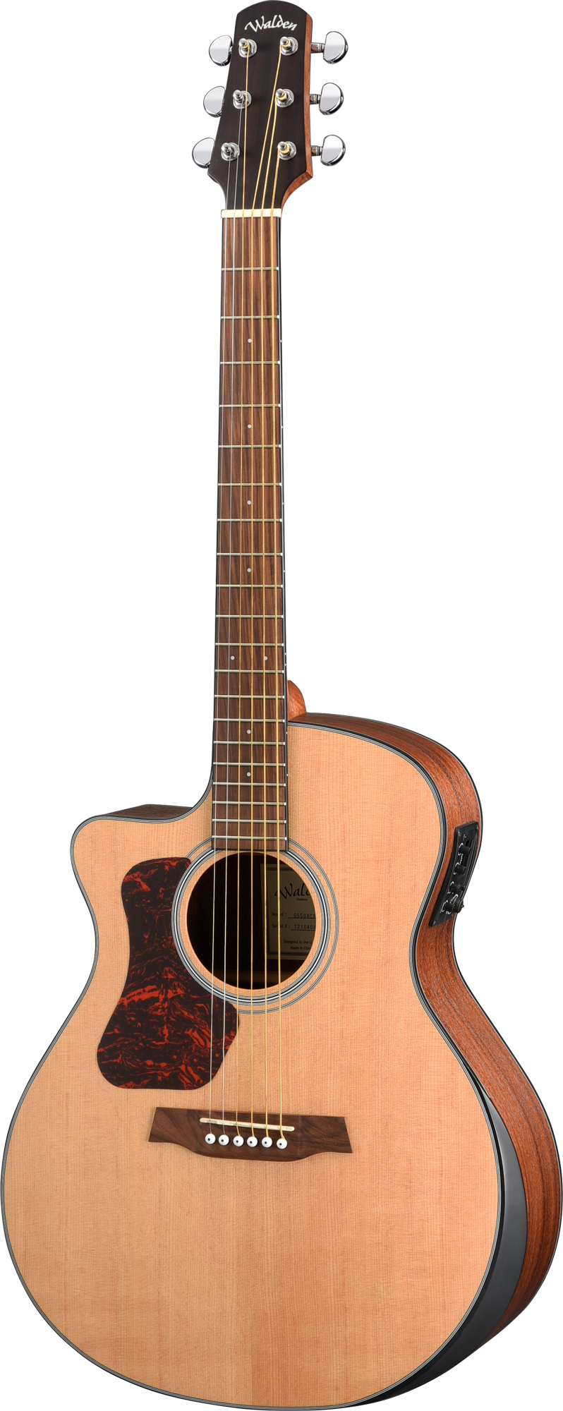 Walden G550RCELW Natura Solid Spruce Top Left-Handed Armrest Grand Auditorium Acoustic Cutaway-Electric - Open Pore Satin
