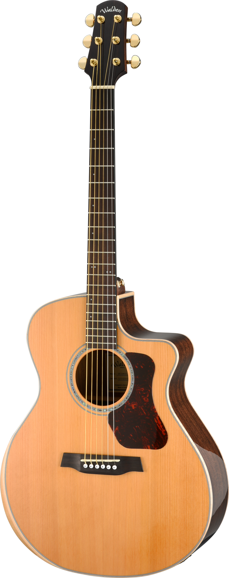 Walden G633RCE-GW Natura Solid Cedar Top/Ovangkol Maple Armrest Grand Auditorium Acoustic Cutaway-Electric - Gloss