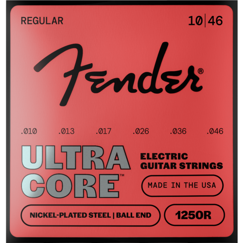 Fender 1250 Ultracore Guitar Strings, Nickel Plated Steel, Ball End, 1250R Gauges .010-.046