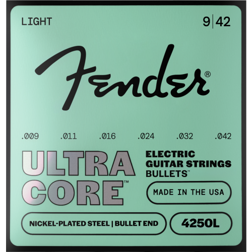 Fender 4250 Ultracore Guitar Strings, Nickel Plated Steel, Bullet End, 4250L Gauges .009-.042