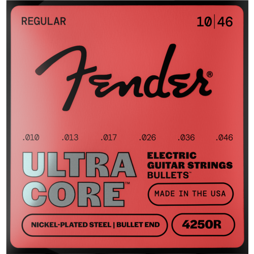Fender 4250 Ultracore Guitar Strings, Nickel Plated Steel, Bullet End, 4250R Gauges .010-.046