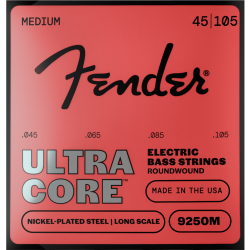 Fender 9250 Ultracore Bass Strings, Nickel Plated Steel, Ball End, 9250M Gauges .045-.105