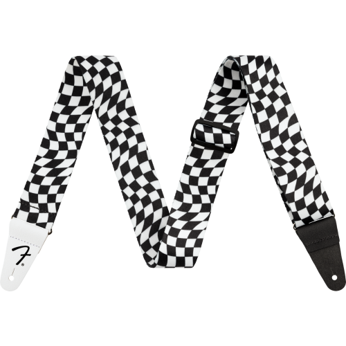 Fender Wavy Checkerboard Polyester Strap, Black/White 2"