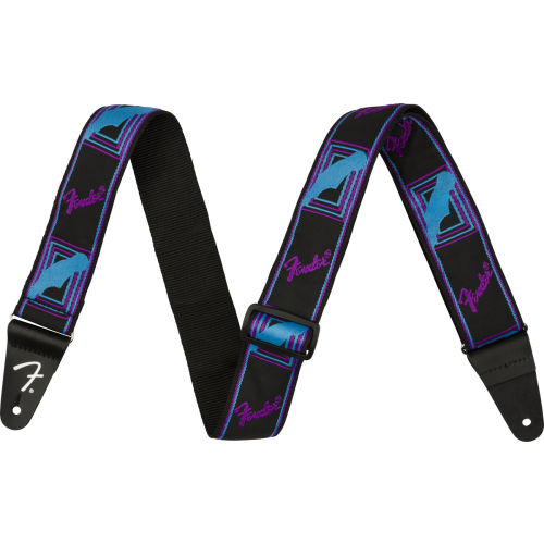 Fender Neon Monogrammed Strap, Blue and Purple, 2"