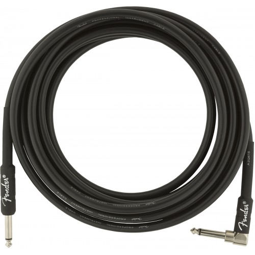 Fender Professional Series Instrument Cables, Straight/Angle, 15', Black