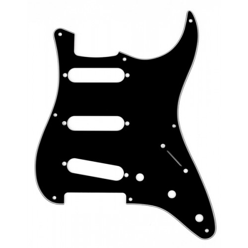Fender Pickguard, Stratocaster S/S/S, 8-Hole Mount, Black, 3-Ply