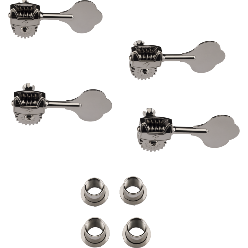 Fender Deluxe Bass Tuners with Fluted-Shafts (4), Black Chrome