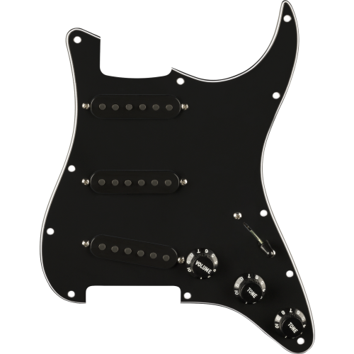 Fender Pre-Wired Strat Pickguard, Pure Vintage '65 w/RWRP Middle, Black 11 Hole PG