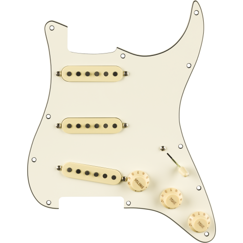 Fender Pre-Wired Strat Pickguard, Pure Vintage '65 w/RWRP Middle, Parchment 11 Hole PG
