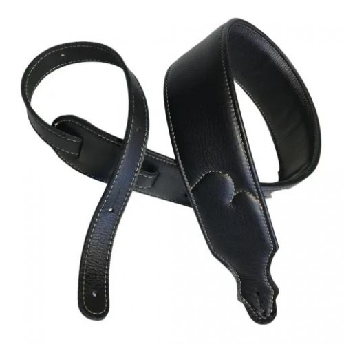 Franklin 2.5" Padded Glove Leather Guitar Strap - Black with Natural Stitching