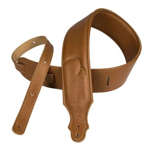 Franklin 2.5" Padded Glove Leather Guitar Strap - Caramel with Natural Stitching