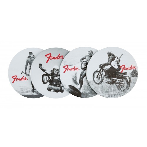 Fender Vintage Ads 4-Pk Coaster Set, Black and White