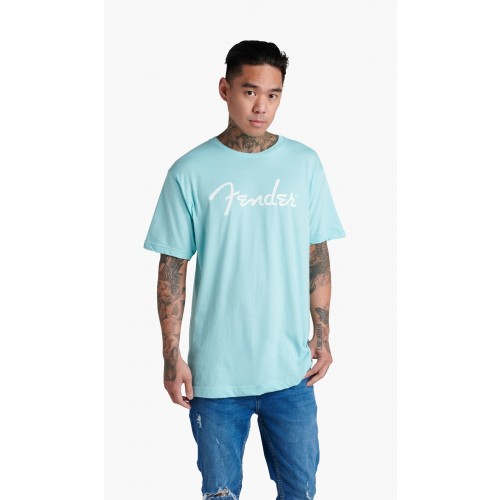 Fender Spaghetti Logo T-Shirt, Daphne Blue, XXL