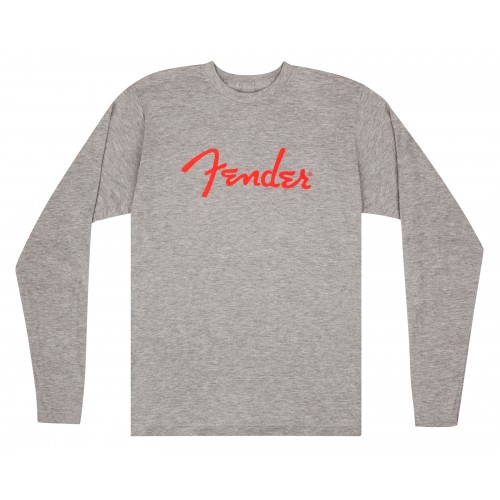 Fender Spaghetti Logo Long Sleeve T-Shirt, Heather Gray - S
