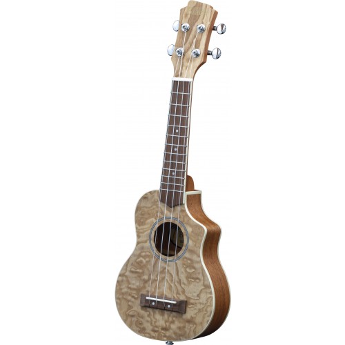Adam Black Exotic Wood Series Soprano CE Ukulele - Quilted Ash