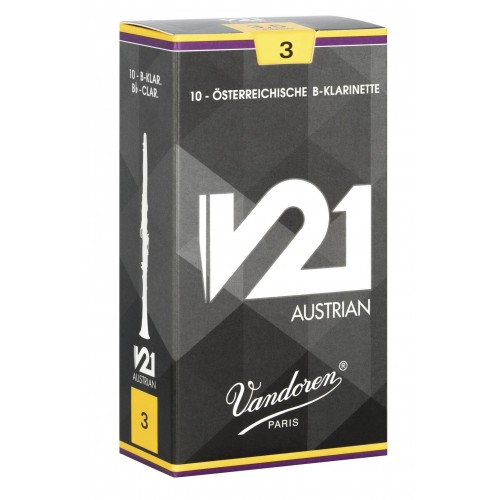 Vandoren V21 Austrian Bb Clarinet Reeds, Box of 10 - Strength 3