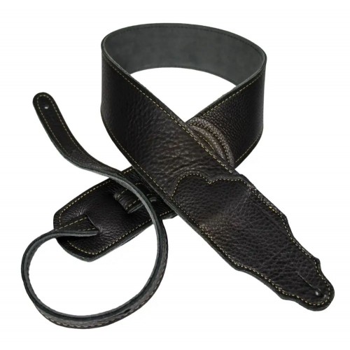 Franklin 2.5" Original Black Glove Leather Guitar Strap - Gold Stitching