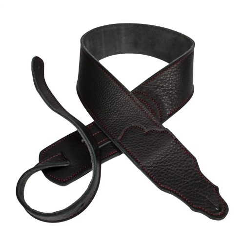 Franklin 2.5" Original Black Glove Leather Guitar Strap - Red Stitching