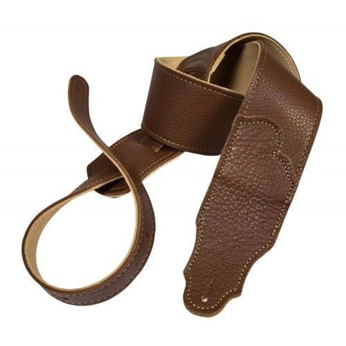 Franklin 2.5" Original Natural Glove Leather Guitar Strap - Caramel with Gold Stitching