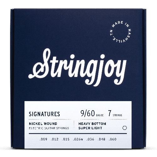 Stringjoy Signatures | 7 String Heavy Bottom Super Light Gauge (9-60) Nickel Wound Electric Guitar Strings