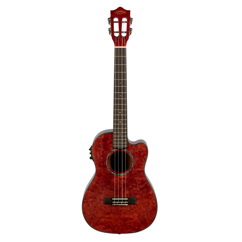 Lanikai Quilted Maple QM-RDCEB Electric Red Baritone Ukulele