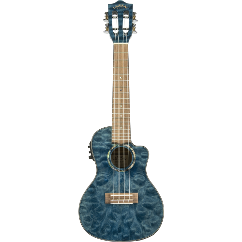 Lanikai Quilted Maple QM-BLCEC Electric Blue Concert Ukulele