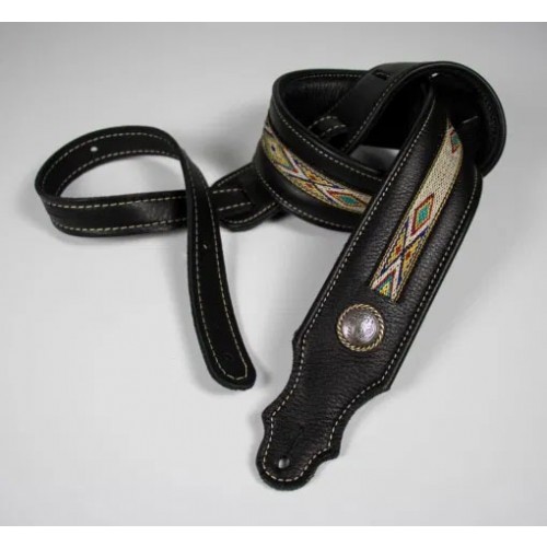 Franklin 2" Southwest Padded Leather Guitar Strap - Black
