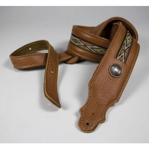 Franklin 2" Southwest Padded Leather Guitar Strap - Caramel