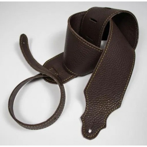 Franklin 3" Purist Glove Leather Guitar Strap - Chocolate with Gold Stitching