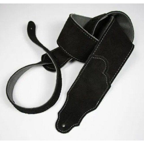 Franklin 2.5" Original Suede Guitar Strap - Black with Silver Stitching