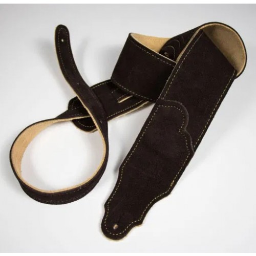 Franklin 2.5" Original Suede Guitar Strap - Chocolate with Gold Stitching