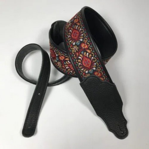 Franklin 2.5" Retro Folk Deluxe Guitar Strap - Red/Bronze