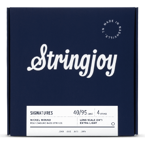 Stringjoy Signatures | Extra Light Gauge (40-95) 4 String Long Scale Nickel Wound Bass Guitar Strings